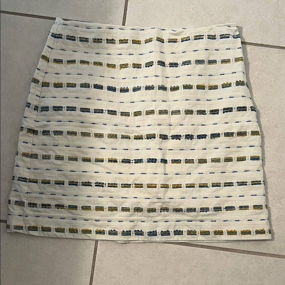 Loft Stylish White and Blue Patterned Women's Skirt